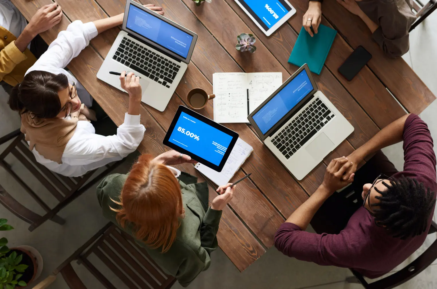 Diverse team collaborating on IT solutions and digital projects